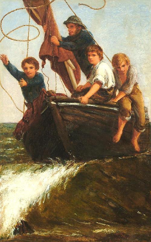 James Charles Bringing the boat ashore china oil painting image